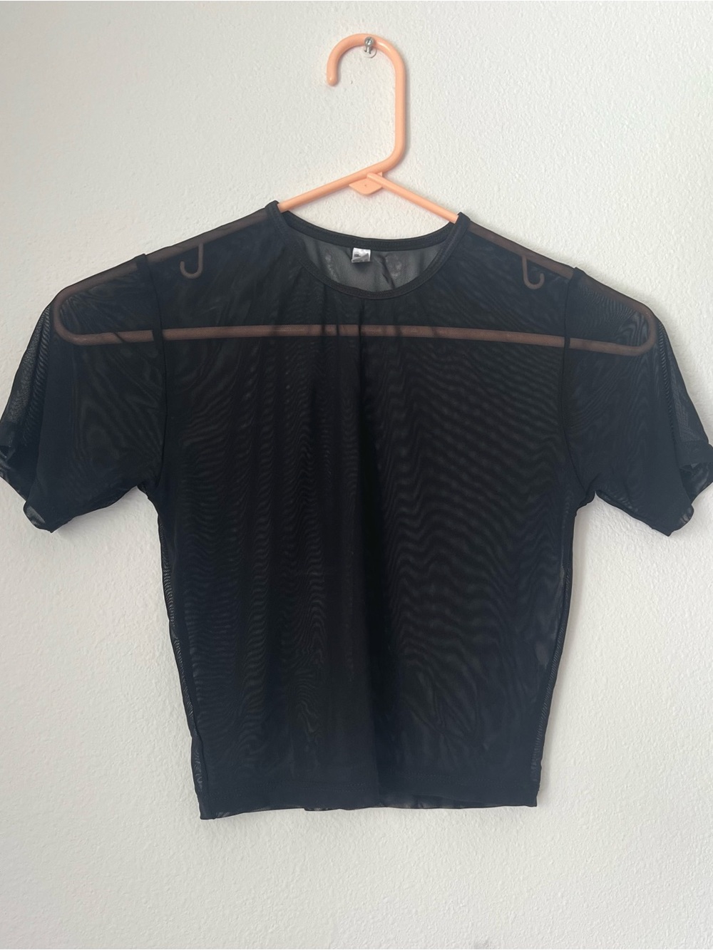 Sheer Black Mesh Crop Tee